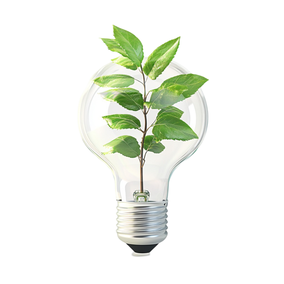 Green Plant Growing from Lightbulb png