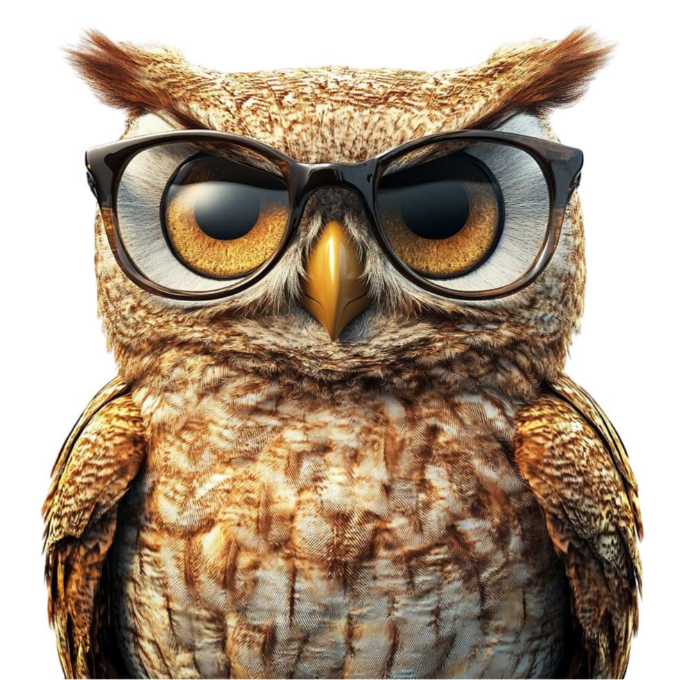 Knowledgeable Owl with Glasses png