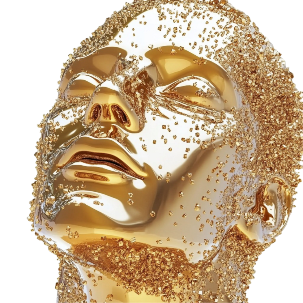 Golden Face with Glitter Mask png