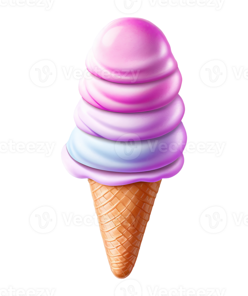 ice cream cone with pink and blue swirls on top png