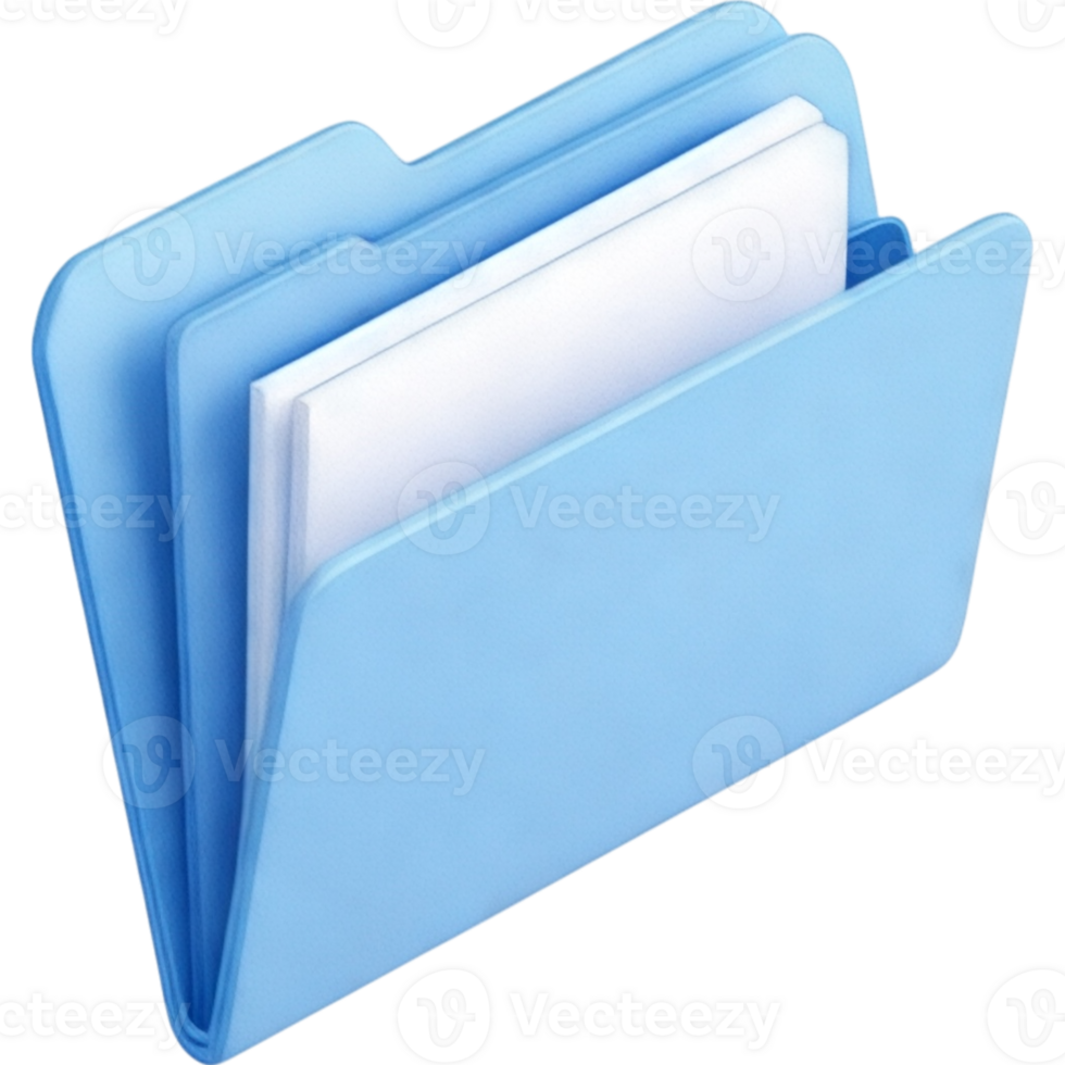 Isometric View of a Light Blue File Folder png