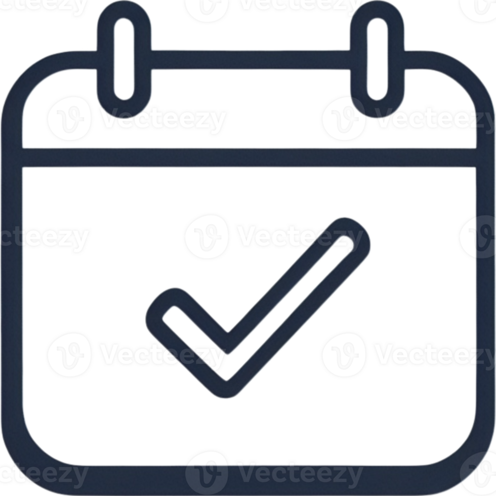 Simple Line Art Calendar Icon with Checkmark png