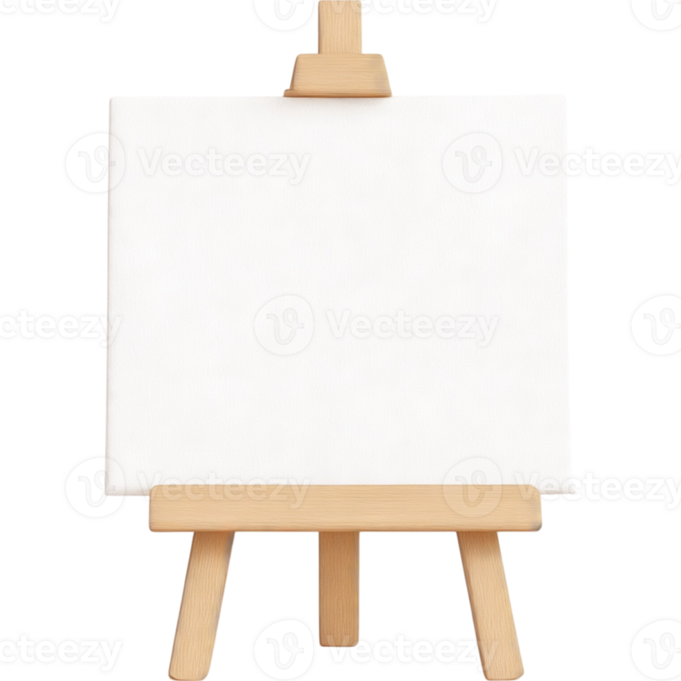 Small Wooden Easel with Blank White Canvas png