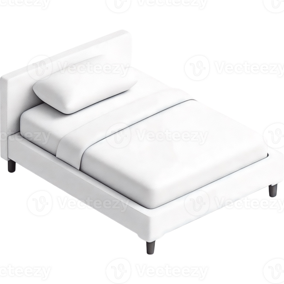 Three Dimensional Render of Simple White Bed Top Down View png