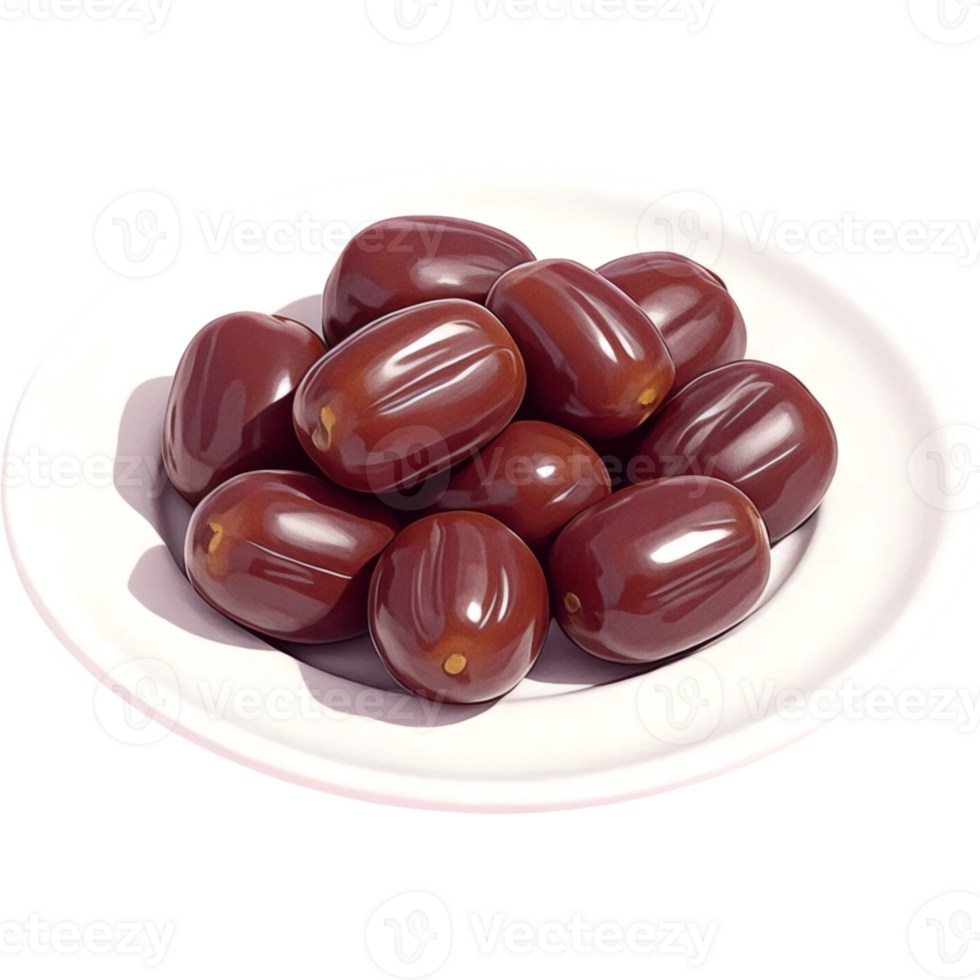 White Plate of Medjool Dates png