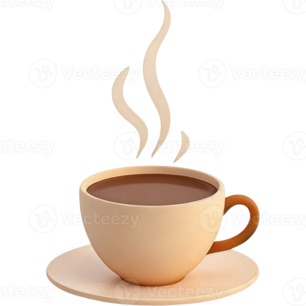 Brown Mug of Steaming Coffee Realistic png