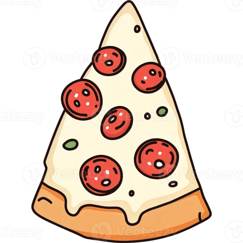 Cartoon Pizza Slice with Pepperoni and Cheese png