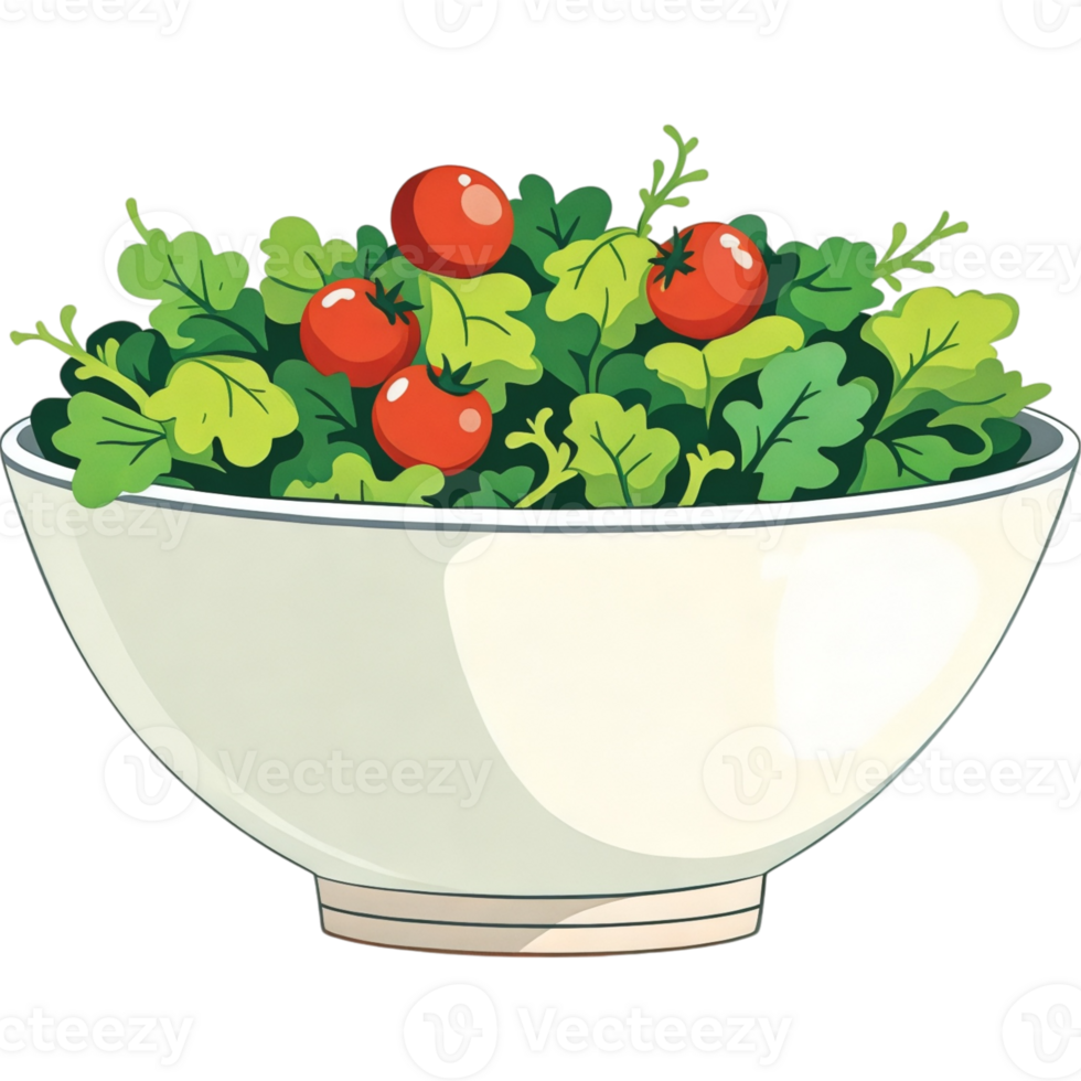 Bowl of Mixed Green Salad with Vegetables png