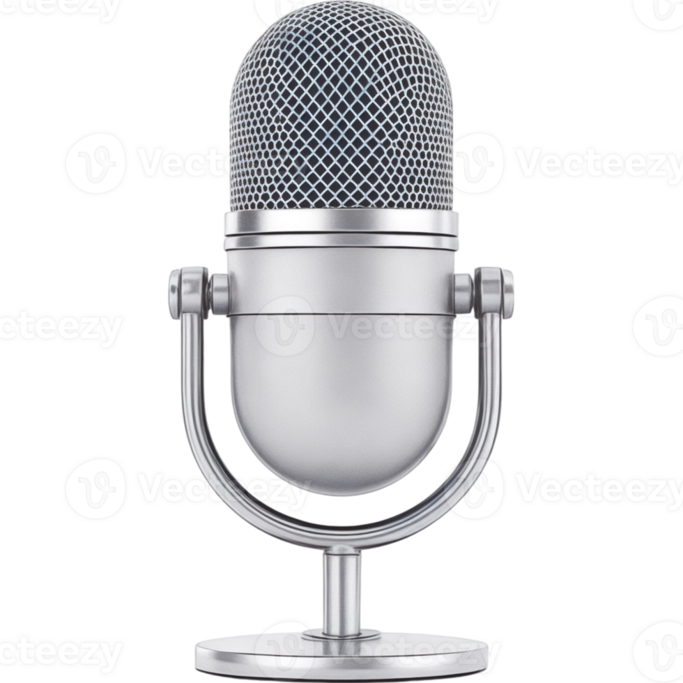 Modern Silver Microphone with Stand png