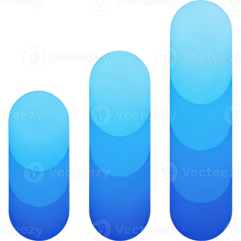 Three-Dimensional Gradient Blue Signal Bars png