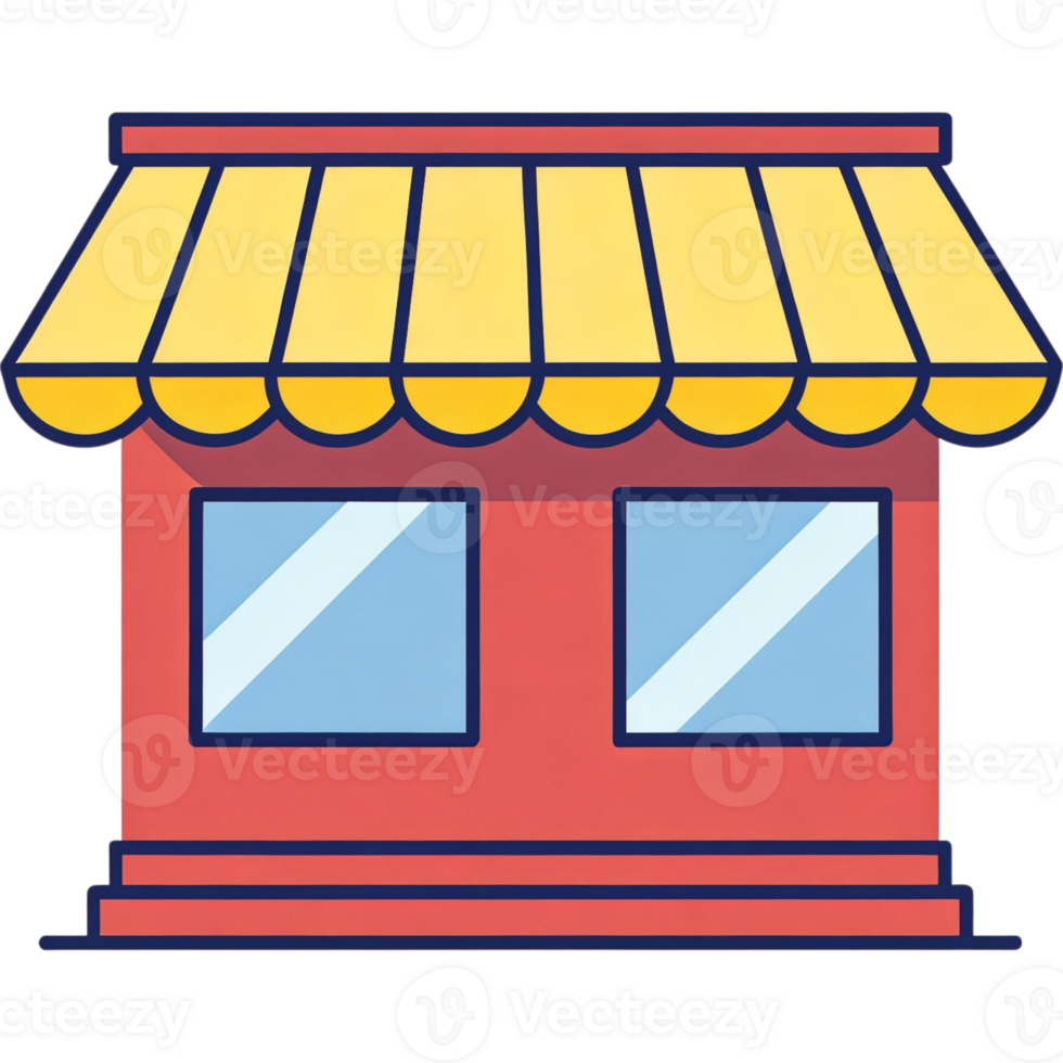 Simple Red Storefront with Yellow Awning png