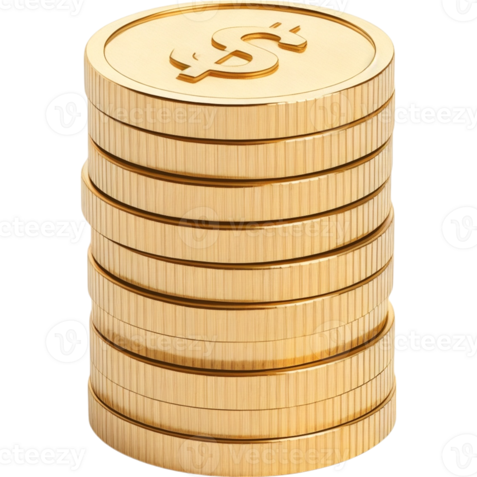 Stack of Gold Coins with Dollar Sign Imprint png