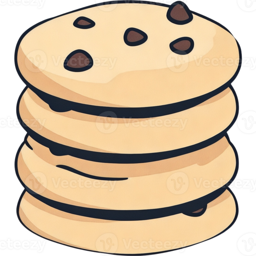 Stack Of Four Chocolate Chip Cookies png