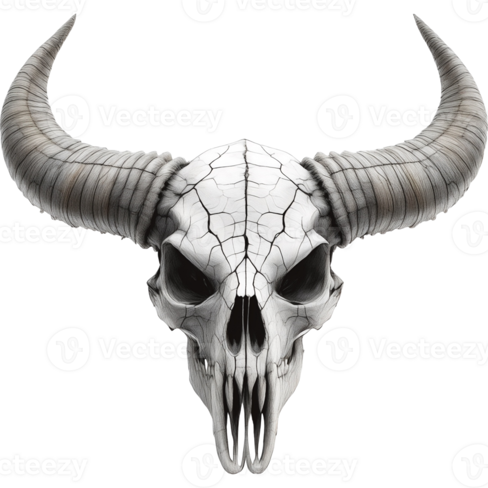 Bull Skull with Large Horns png