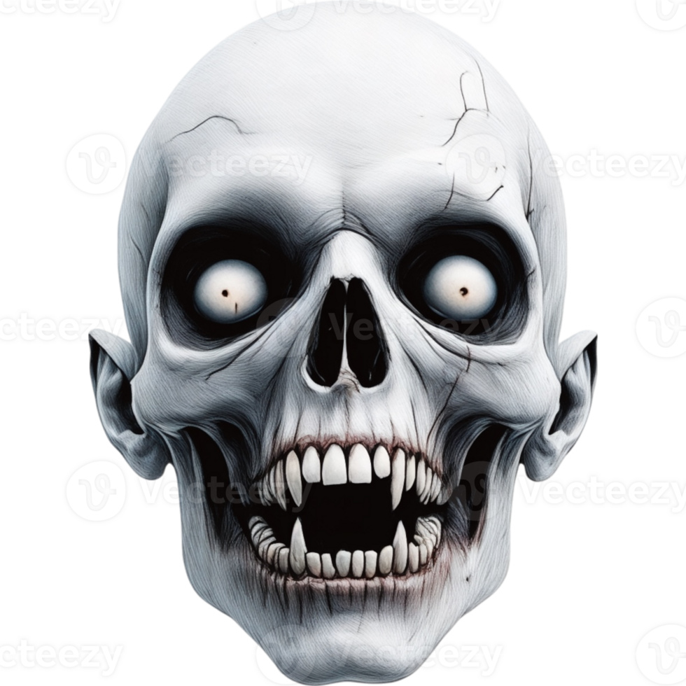 Closeup of a Decaying Zombie Skull png