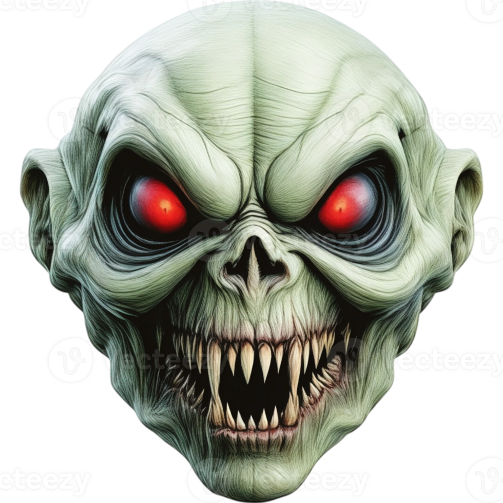 Glowing Red-Eyed Alien Creature Head png
