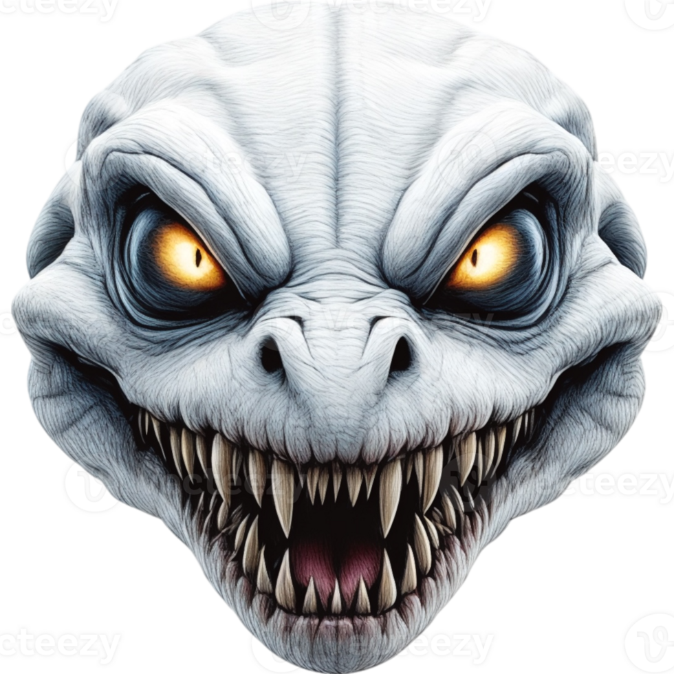 Reptilian Monster Face with Sharp Teeth png
