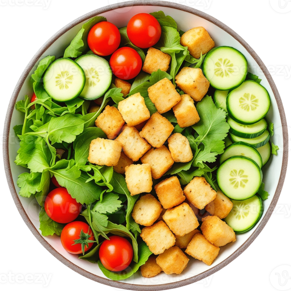 Fresh Crunchy Salad With Croutons png