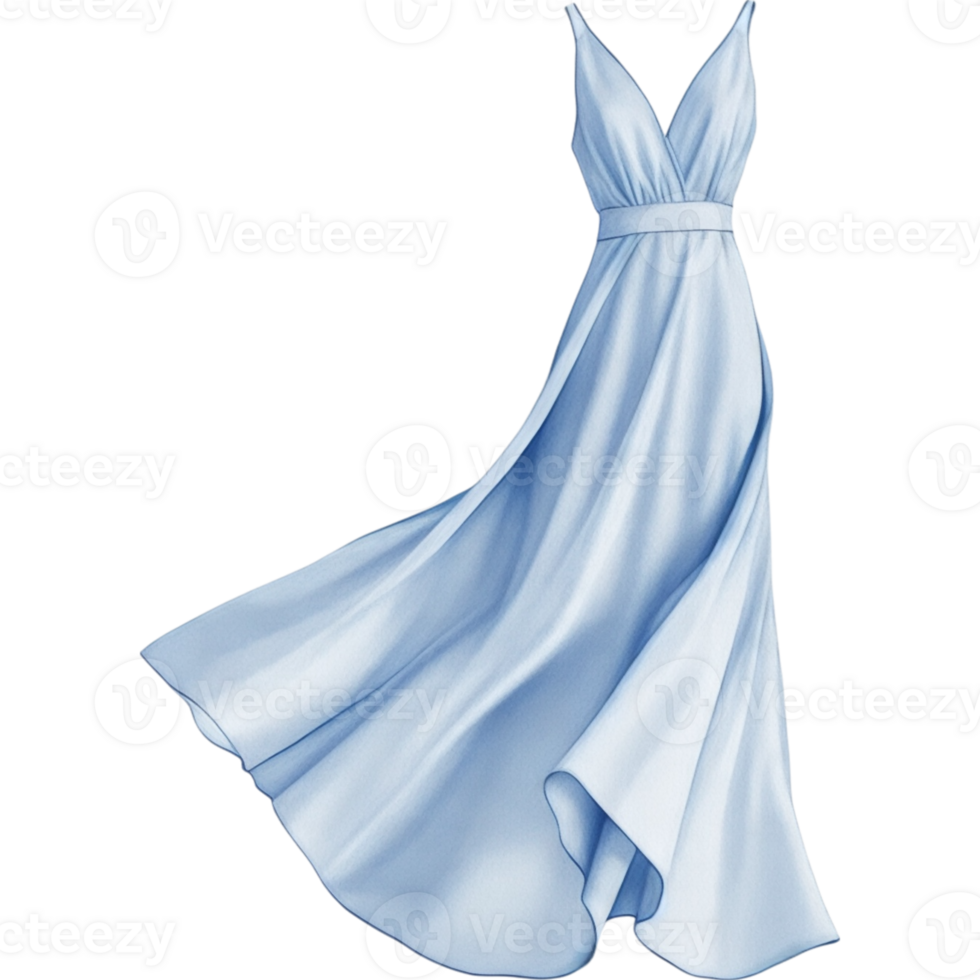 Light Blue Sleeveless Maxi Dress with V Neck png