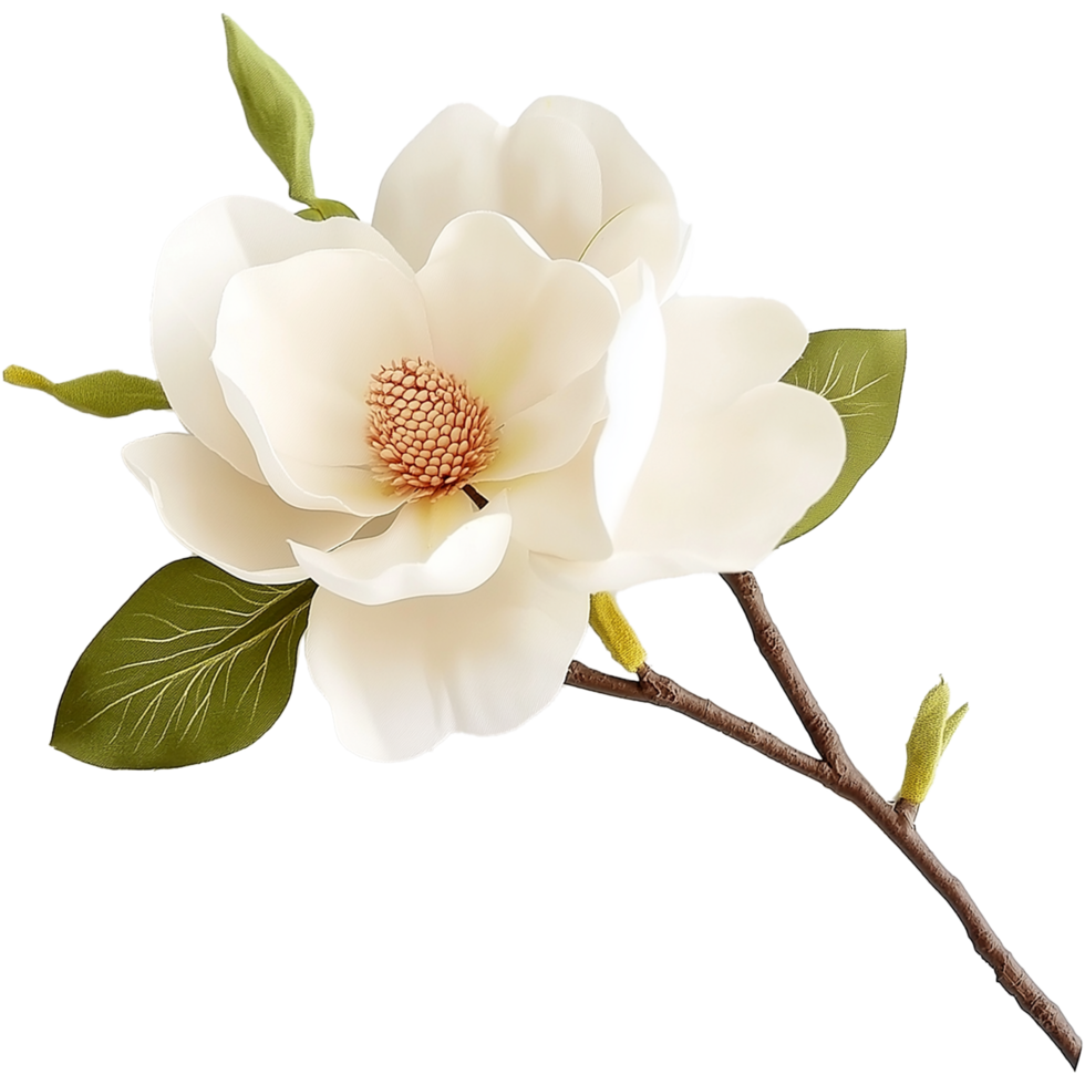 Isolated Southern Magnolia Plant with Lush Magnolia Flower Artwork png