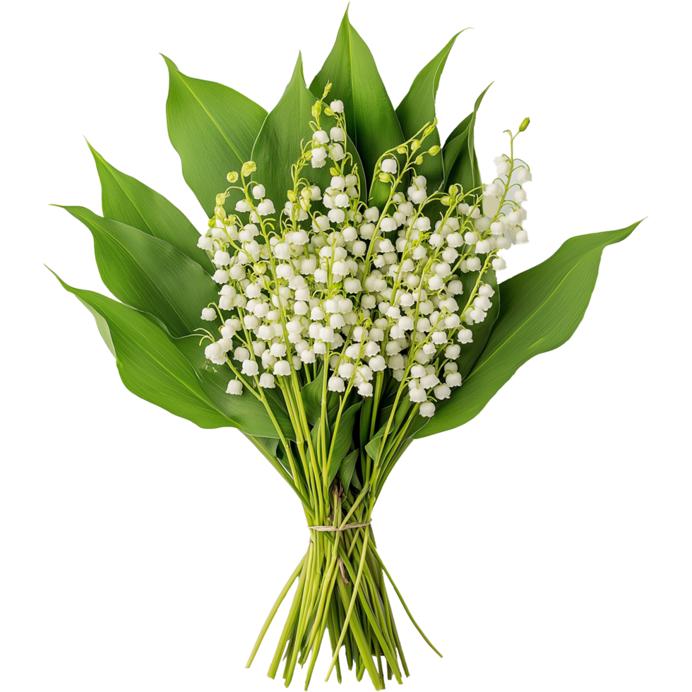 Convallaria Majalis Plant with Lily of the Valley Flower in Detailed Illustration png