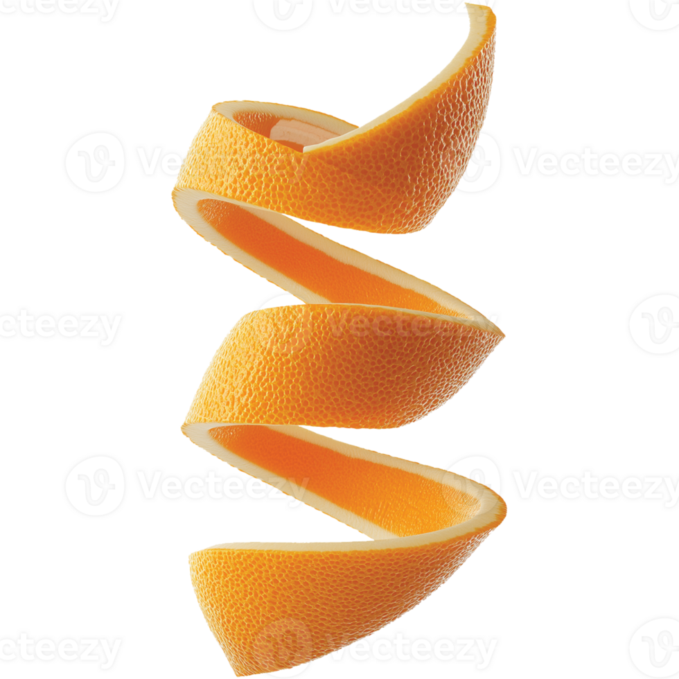 Spiral Shaped Orange Peel on White Background png