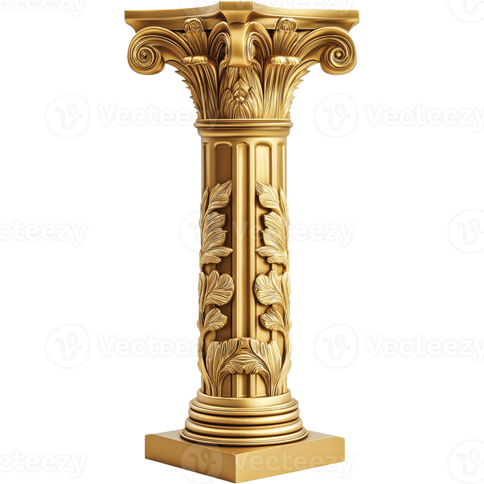 Isolated Golden Classic Arch and Column Luxury Illustration png
