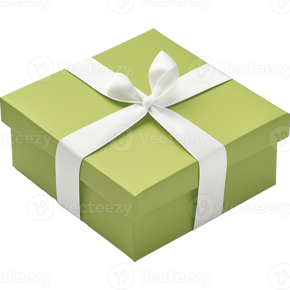 A green Gift box in white color ribbon , Gift box illustration png