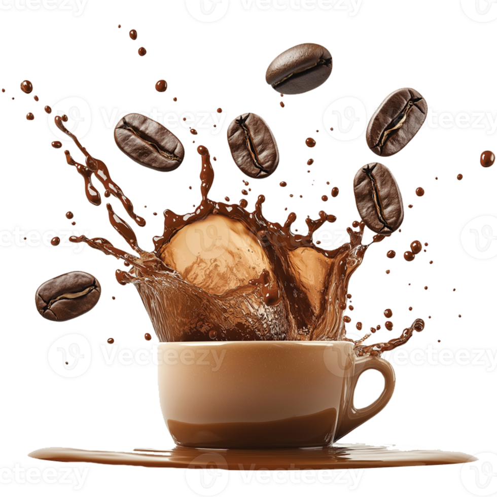 koffie kop illustratie met geïsoleerd koffie bonen png