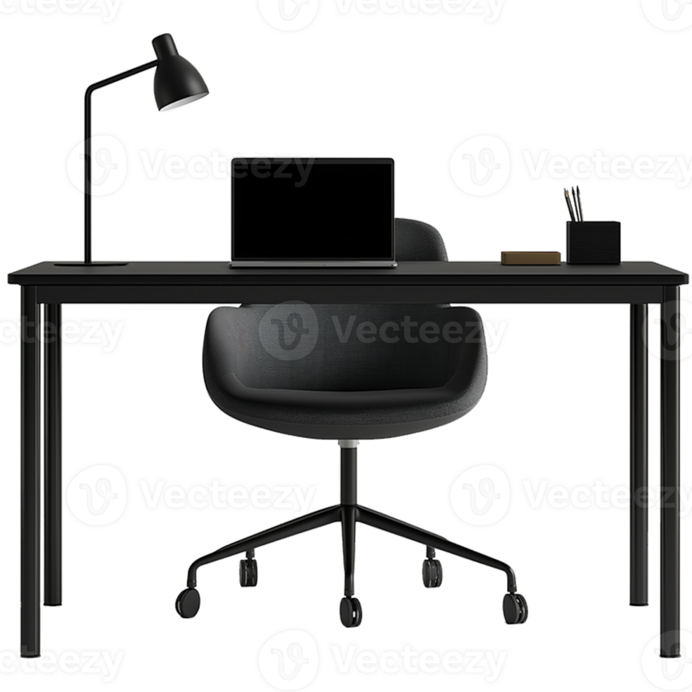 Clean Office Desk with Lamp and Table Set Isolated for Workplace Image png