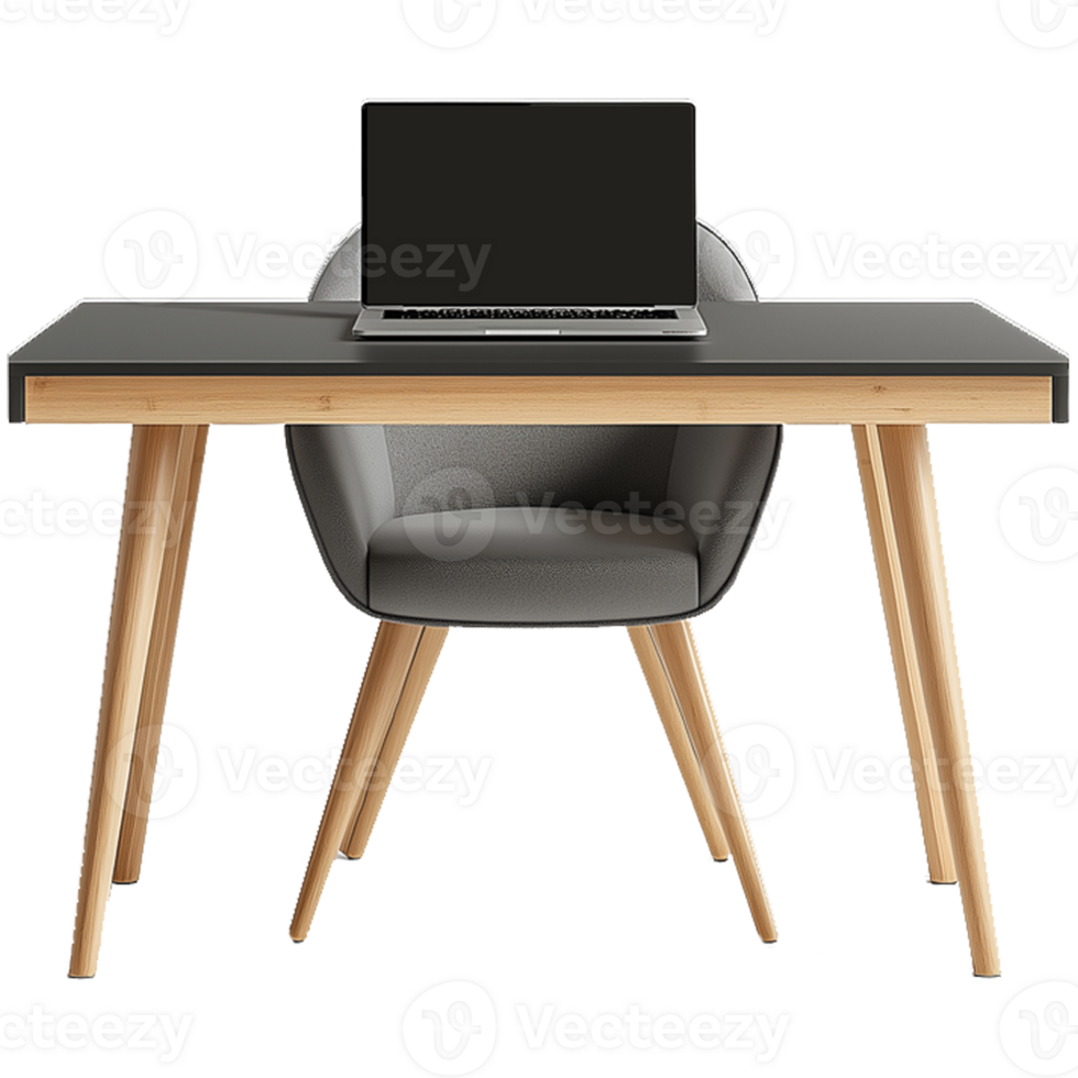 Isolated Office Desk with Lamp and Table in a Workplace Setting Illustration png