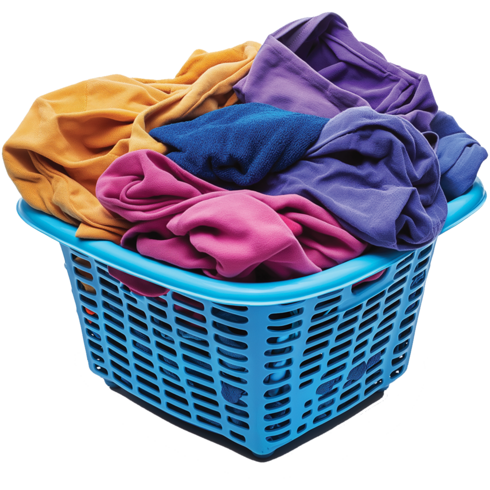 Laundry Basket isolated, Colorful clothes in laundry basket illustration, Laundry clothes image png