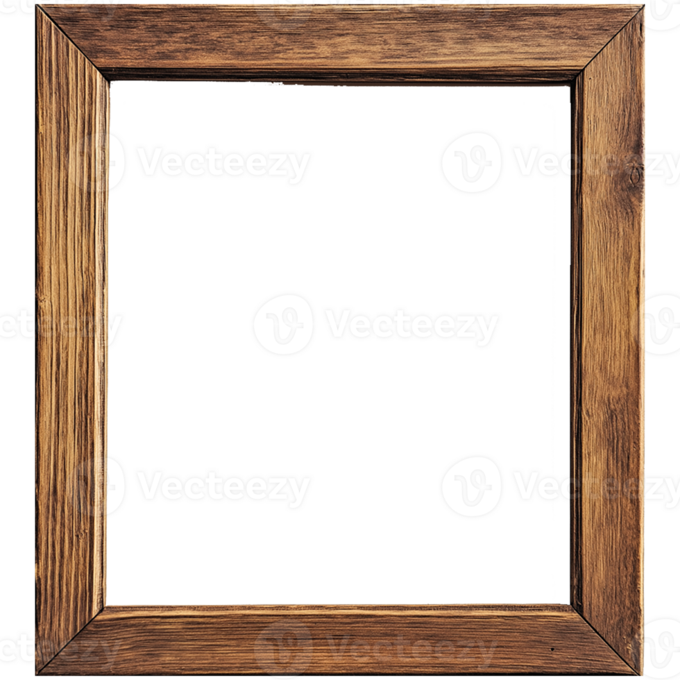 Old Rustic Driftwood Wooden Frame Isolated on Transparent Background png