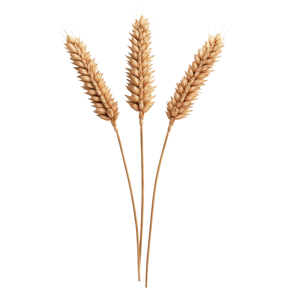 Wheat rye barley oat seeds isolated, three ripe wheat spikelets illustration, oats image png