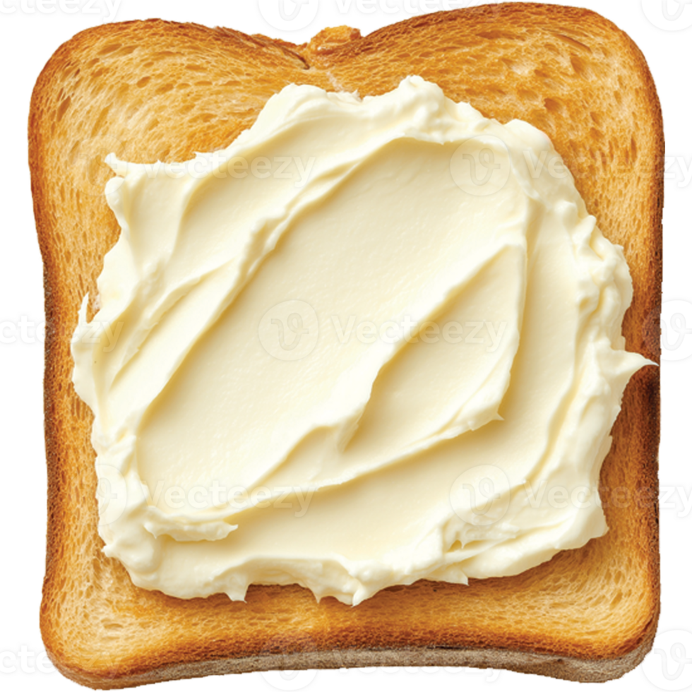 Delicious Bread Food Illustration with Slice of Bread and Cream Cheese Isolated png