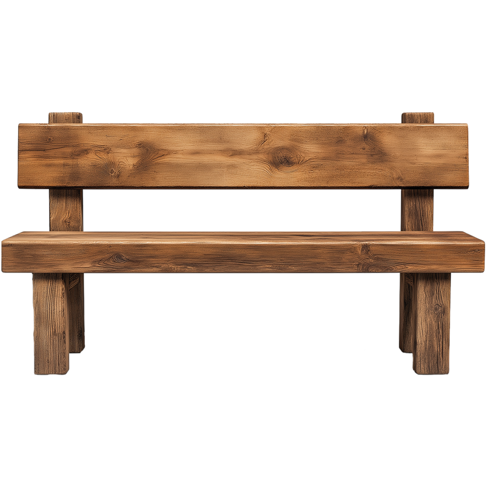 Elegant Wooden Bench with Backrest in Isolated View png