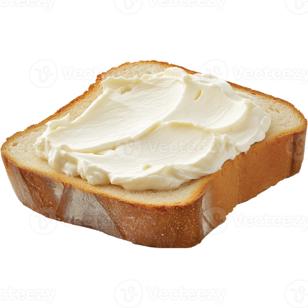 Slice of Bread with Cream Cheese Isolated in Yummy Bread Food Artwork png