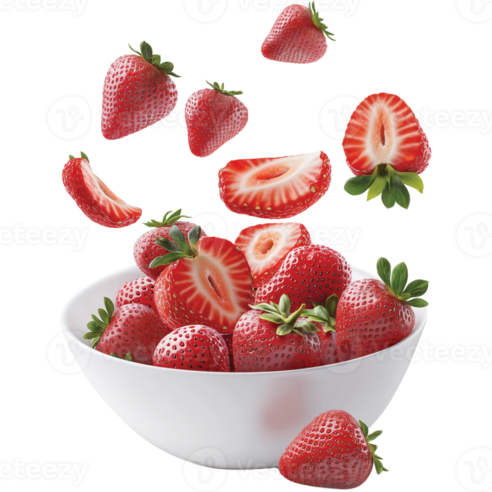 Realistic Strawberry Illustration on Isolated Background png