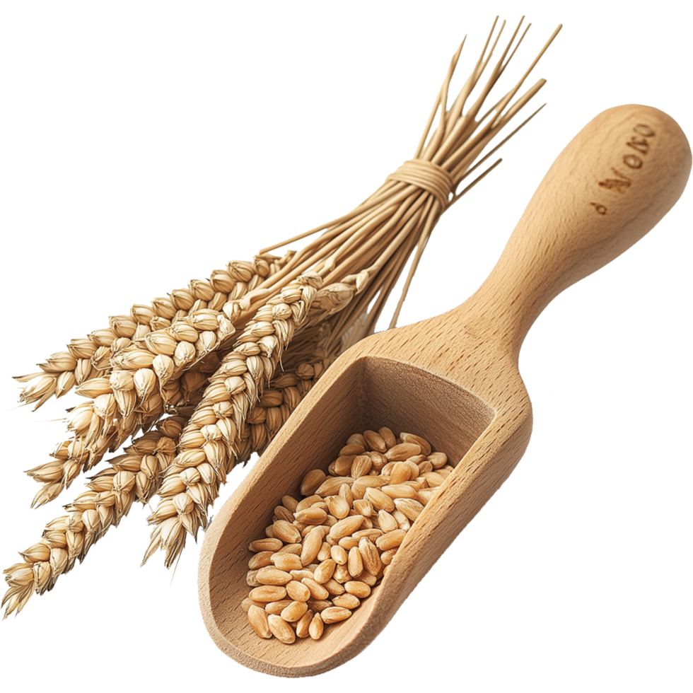 Wheat rye barley oat seeds isolated, Wheat grain in wooden scoop illustration, oats image png