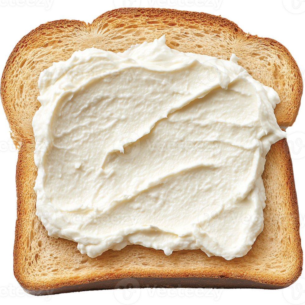 Slice of Bread with Cream Cheese Isolated in Delicious Bread Food Illustration png