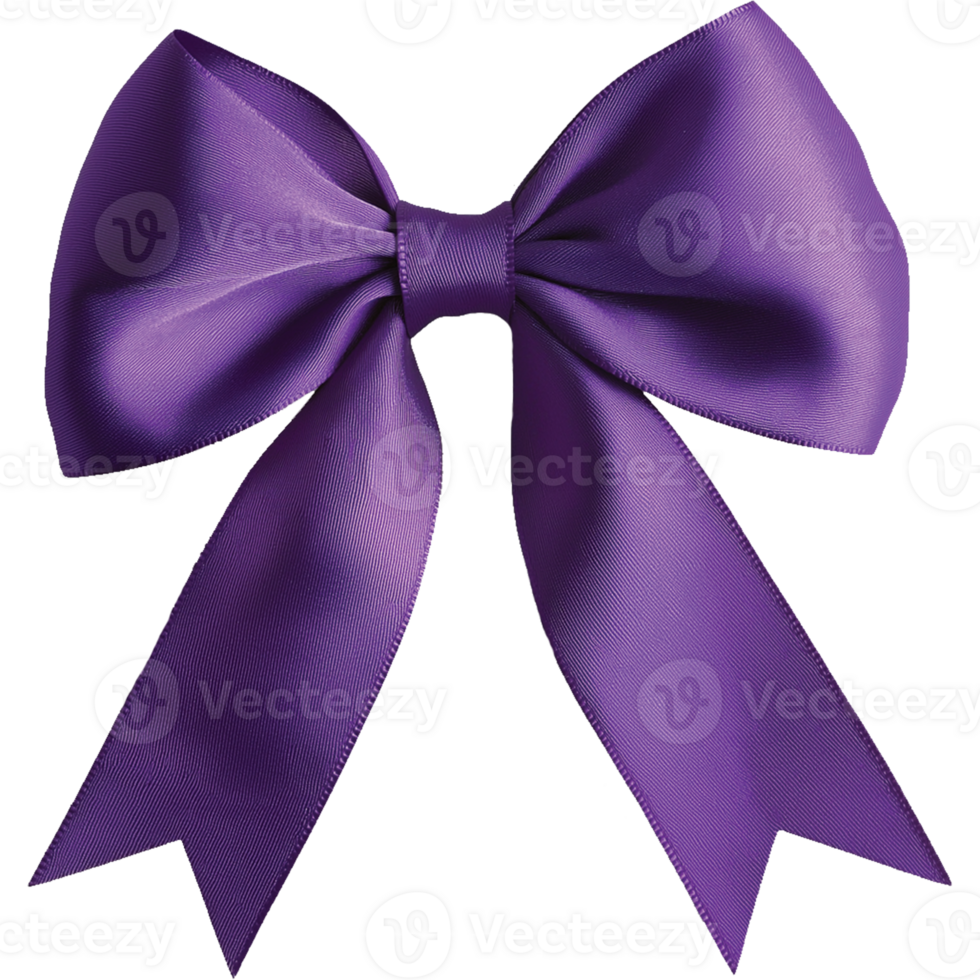 Purple Ribbon Bow isolated, gift bow with ribbon illustration png
