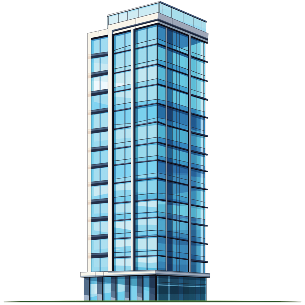 Tall Glass Building Standing Isolated with Reflective Surface png