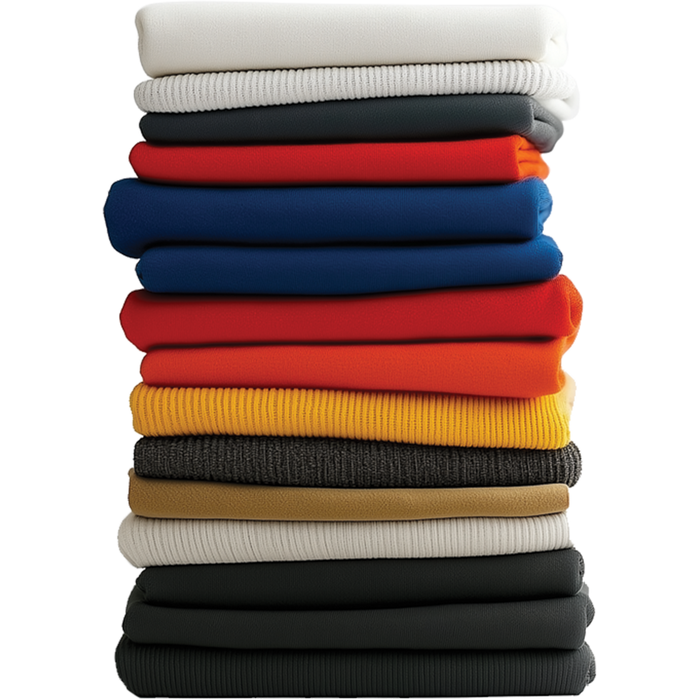 Pile of Neatly Organized Clothes in Stack Form png