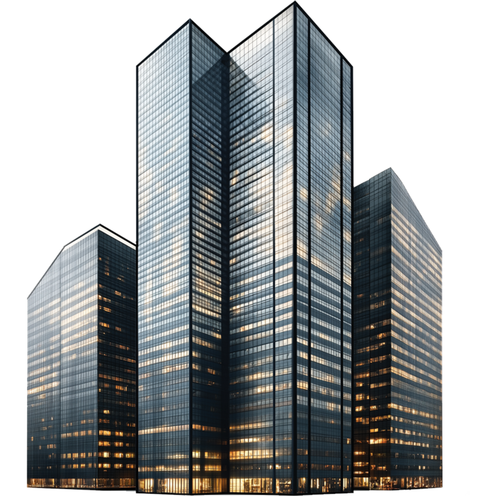 Tall Glass Building Isolated Against Clear Sky png