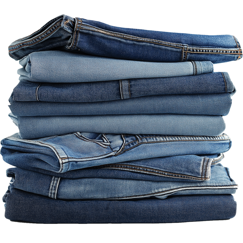 Stack of jeans isolated, Stack various cloth illustration, clothing fold image png