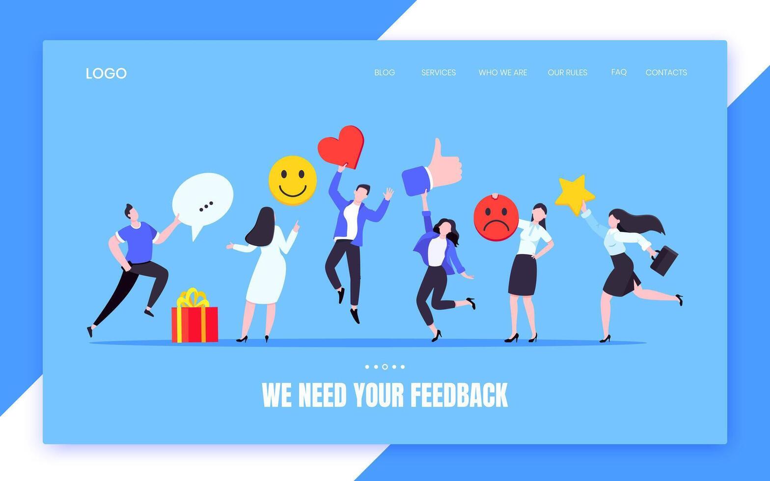 Employee feedback work satisfaction survey business concept flat style design illustration. vector