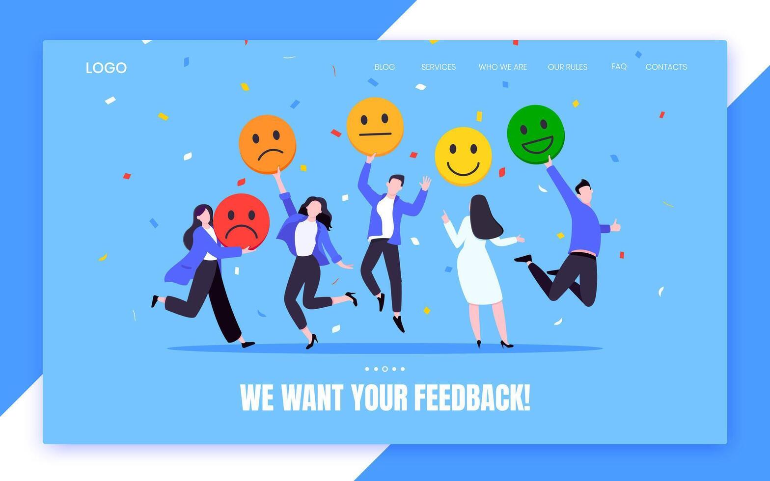 Employee happiness and work attitude cool feedback business concept flat style illustration. vector