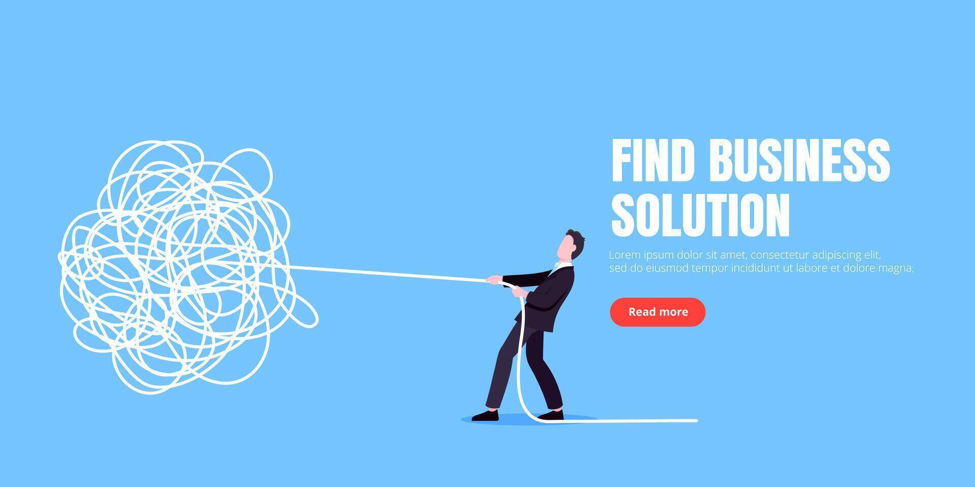 Unravel business chaos process tangle difficult problem mess business concept vector