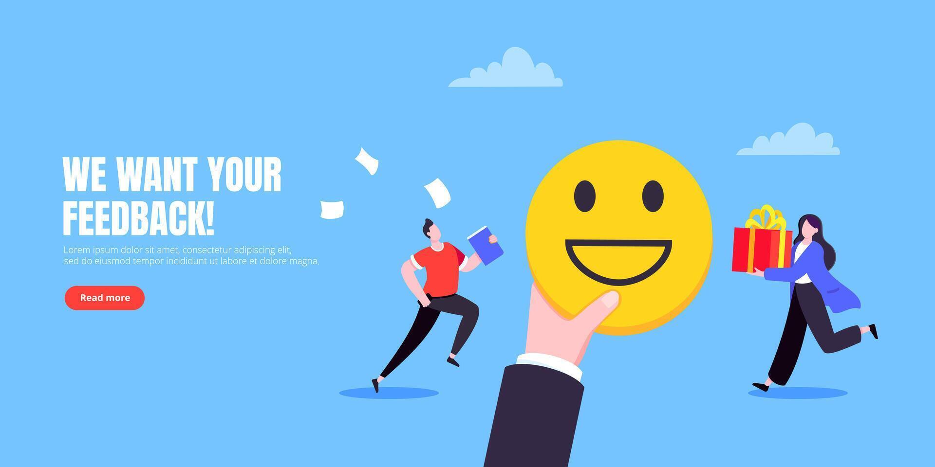 Employee wellbeing and positive emotions attitude business people concept. vector