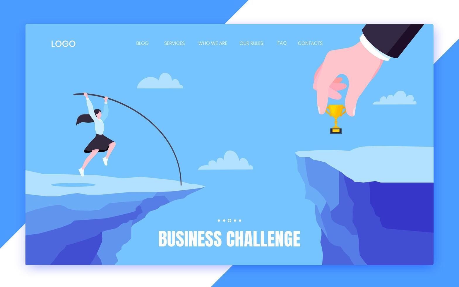 Businesswoman jumps pole vault over graph bars flat style design illustration concept. vector